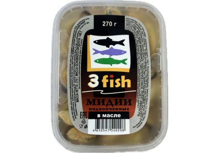 Мидии подкопченные в масле, 270г