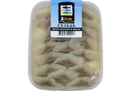 Сельдь филе-кусочки в масле, 150г