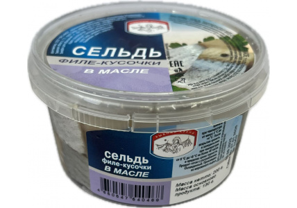 Сельдь филе-кусочки в масле, 200г